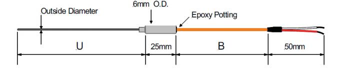 De hete Sensor van OTO van het Agentthermokoppel met 4mm de Overgang van het Diametermetaal en Teflonlood
