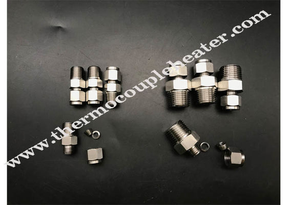 thermokoppel fitting male connector geboord door connector voor thermowell dubbele ferrule buisfitting