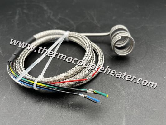 90° Exit Coil Heater 230V With 1m Steel-Braided Mesh Cable And Built-in Thermocouple